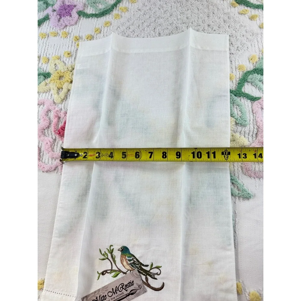 Kate McRostie Peking Handicraft Embroidered Bird Guest Towels Set of 4 White‎